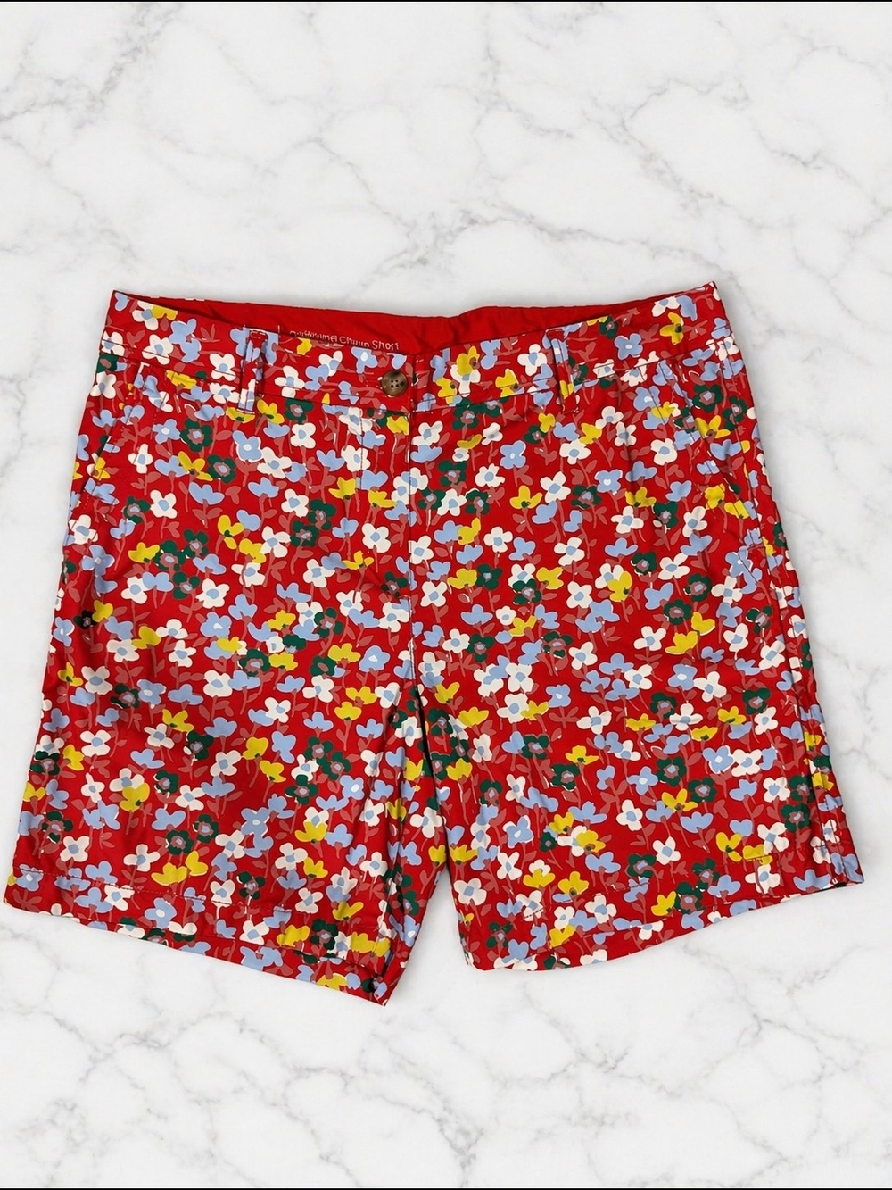 Talbots Floral Chino Shorts Size 8 Red Girlfriend Fit Cotton Summer Preppy